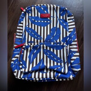 Henri Bendel Blue Striped Canvas Leaf Backpack NWT